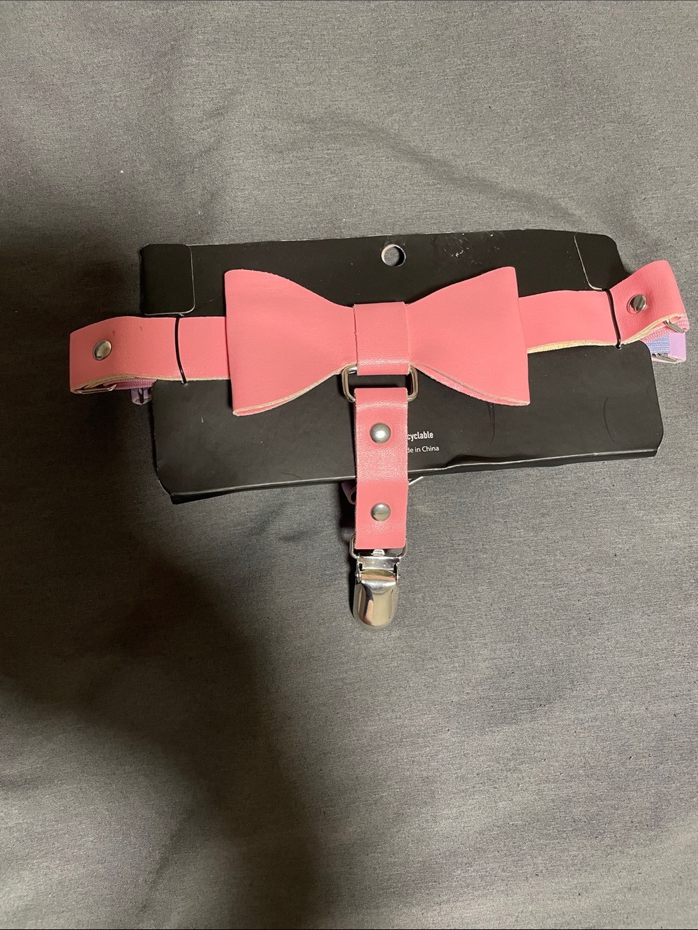 NEW Cute Pink and Purple Bow Garter belt with Clip Accent